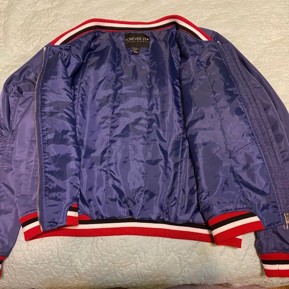 Forever 21 Bomber Jacket Tiger California Blue Women's Plus Size 2XL - Picture 7 of 8